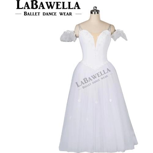 La Sylphide Romantic Ballet Tutu Dress Ballerina Dress BT8909 Women White Fairy Professional Ballet Long Tutu With Wings