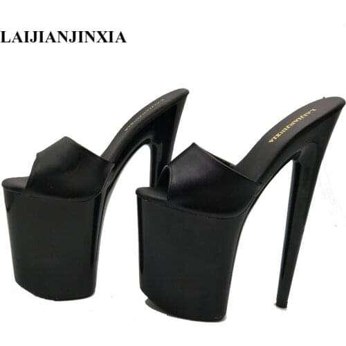 LAIJIANJINXIA 2019 New Platform Slippers Summer Outside Elegant Designer Brand Women Shoes Custom Made 17CM Super High Slippers