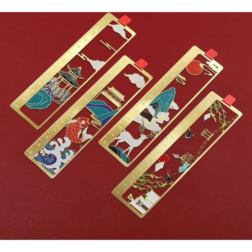 Metal bookmarks Chinese style classical ruler bookmarks Cultural creativity Chinese ancient style bookmarks