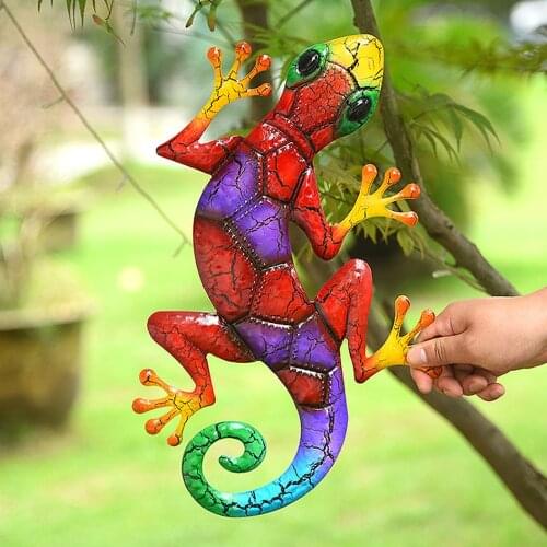 Metal Gecko Wall Decor Garden Decoration Statues Home Décor Wall Art Creativity Iron Art Gecko Ornaments For Patio Wall Fence