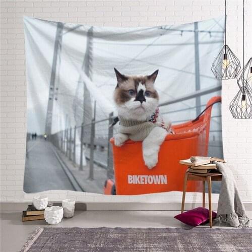 Cute Cat Kitty Pattern Bohemian Sandy Beach Picnic Rug Bedroom Blanket Decor Curtain Table Cloth Yoga Mat Wall Hanging Tapestry