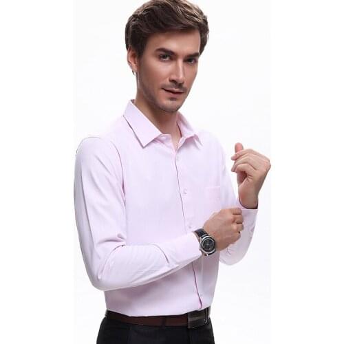 Dress shirt men shirt summer long sleeve slim fit shirt pink sky blue white shirt 5XL mens clothing 2016