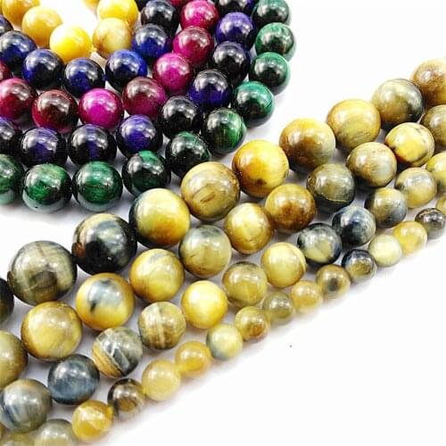 Natural Tiger Eye Stone Diy Bracelet Necklace Earrings Hand-pierced Ornaments for Men and Women