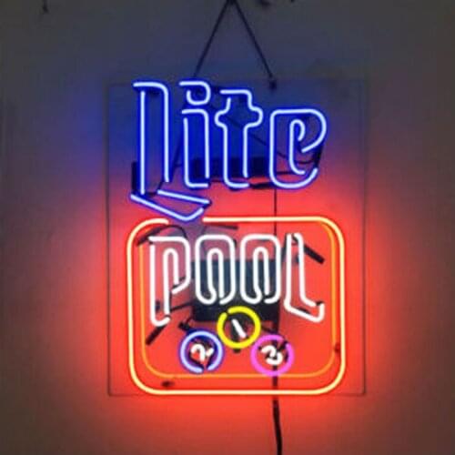 Neon Sign Miller Lite Pool Game Room light Beer Neon Wall Sign Window Hotel Advertise Lamp Recreational Handmade Real glass TUBE