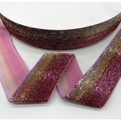 NEW 6--38mm Glitter Velvet Ribbon No Elastic Single Face Ribbon Headband Clips Bow Decoration # 04