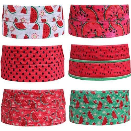 New arrival watermelon printed summer elastic ribbon for kids hairbands