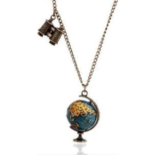 New Pendant Earth Globe Necklace for Women Ball Vintage Link Long Necklace Alloy Chain Neck Lace Jewelry Gift