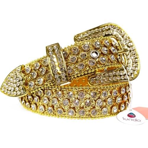 New Gold Rhinestones Belt Luxury Designer Crystal Belt Western Cowboy Cowgirl Belts For Women Men Ceinture Femme Homme Cinturon