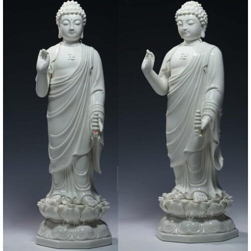Wholesale Buddha figure 37CM 2021 efficacious HOME family Protection Talisman Buddhism YAO SHI Pharmacist Buddha Ceramic statue