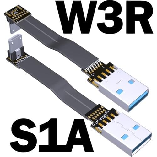 Black FFC Micro USB FPV Flat Slim Thin Ribbon FPC Cable Micro USB 90 Degree to Standard USB A for sync and Charging