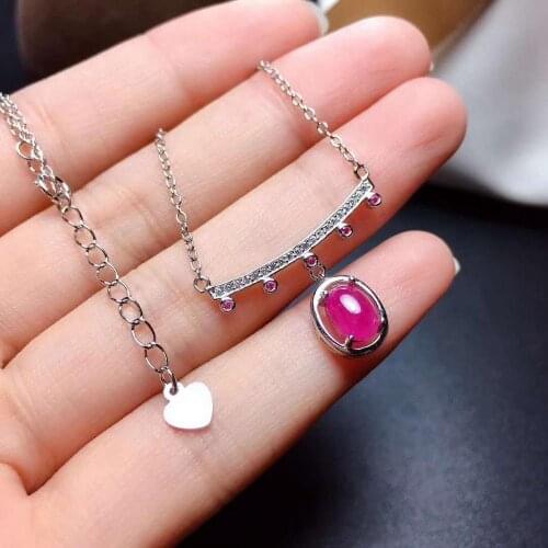 Natural And Real Ruby necklace pendant S925 sterling silver Natural real ruby Pendant