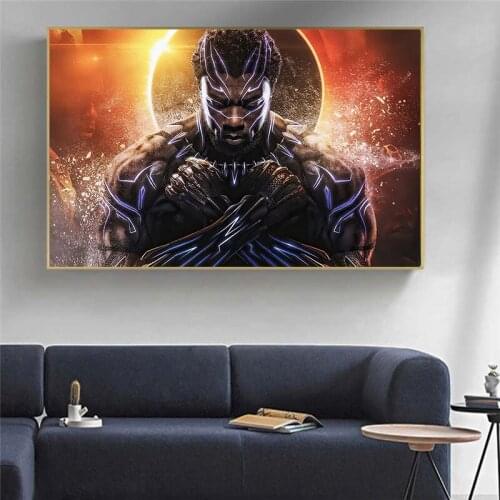 Marvel Superhero Avengers Black Panther Posters and Print Canvas Painting Wall Art Pictures for Living Room Home Decoration