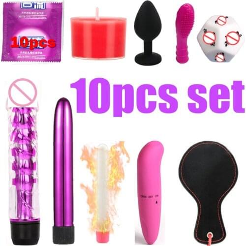 10pcs set Silicone Anal Butt Plug Prostate Massager Adult Gay Products Anal Plug Mini Erotic Bullet Vibrator Sex Toys for Women