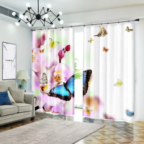 Customized Butterfly Luxury 3D Blackout Window Curtain Drapes For Living room Bed room Hotel Wall Tapestry Cortinas