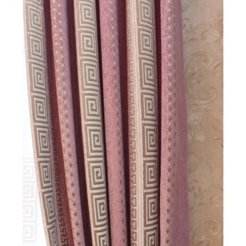 Luxury Greek key Chenille Curtains Traditional Chinese Stripe Circle High Shading Curtain Living Room Eco-Friendly Fabrics