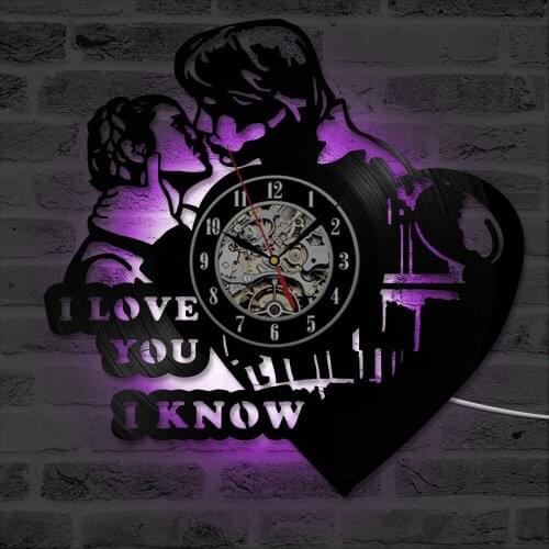 Heart Shape CD Record Wall Clock Creative Romantic Princess Leia Han Solo I Love You Vinyl Record Clock Home Decor LED Clock