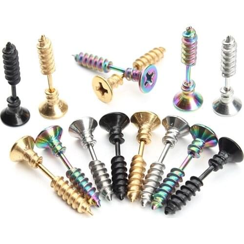 1 pair Punk Funny Screw Stud Earrings For Men Women Body Piercing Street Pop Hip hop interesting Ear jewelry Best Gifts