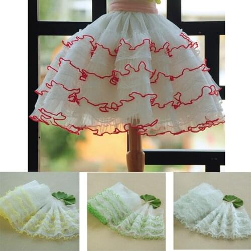 3meters 20cm Mesh Pleated Lace Trim DIY Apparel Sewing Fabric 4 layers Ruffles Lace Ribbons Handmade Crafts Supplies Lace Trim