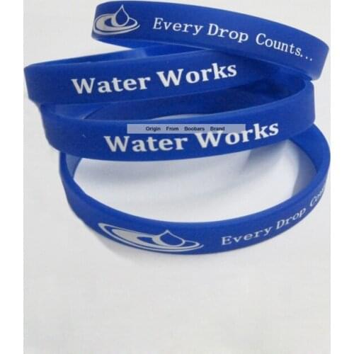 Any Color Accept Custom Royal Blue Silicone Bracelet Logo Text Silk Screen Print Promotion Gift Hand Rubber Bracelet 50pcs/Lot