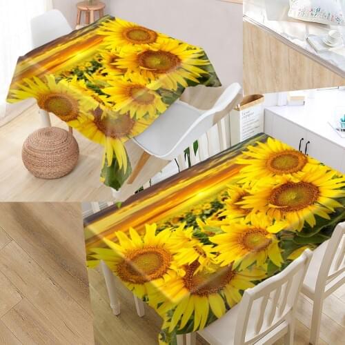 Custom Sunflower 3D Modern Dustproof Tablecloth High Quality Print Forest Tablecloth Everything For Home And Kitchen