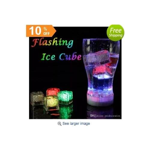 LED Ice Cube Multi Color Changing Flash Night Lights Liquid Sensor Water Submersible For Christmas Wedding Club Party Decoration