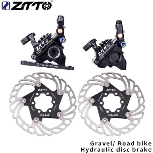 MTB Gravel Bike Hydraulic Disc Brake Flat mount CX Road Bike Disk Brake Caliper CNC bicycle Mechanical wire brake cooling pads