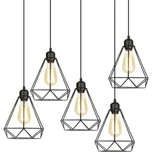 Vintage Light Fixtures LED Hanging Lamp Nordic Black Iron Pendant Lights Rrtro Cage Pending Lighting Bar Cafe Lamparas De Techo