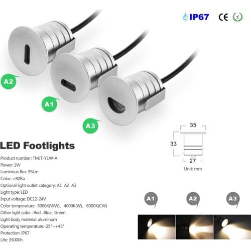 12pcs Wall Mounted Recessed 1W Stair Step Light, Led Light outdoor Lighting IP67 ,12VDC, 40mm cut CREE chip Free shipping