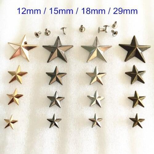 12mm / 15mm /18mm / 29mm Star Rivet Studs,Snap Rock Spike Rivets,Black / Gold / Bronze / Silver,DIY Leather Crafts Findings