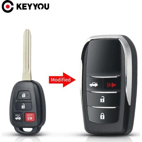 KEYYOU For Toyota Prius RAV4 Camry Camry Avalon Toy43 Blade Replace Modified Flip Remote Car Key Shell Case 2/3/2+1/3+1 Buttons