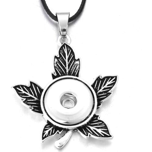New Snap Button Necklace Metal Life of Tree Leaf Pendant Necklace With Chain fit 18mm Snap Buttons Jewelry For Women
