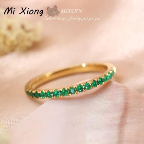Mi Xiong s925 sterling silver diamond emerald ring customized exquisite charm ladies engagement brand jewelry