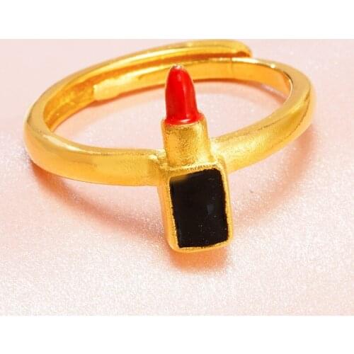 Lipstick Ring Cute Sexy 24K Gold Plated Rings for Women Funny Party Birthday Anniversary Engagement Statement Rings New Jewelry
