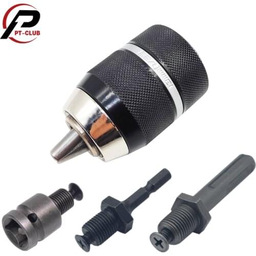 1/2-20UNF 1.5-13mm Keyless Metal Drill Chuck Quick Change Adapter SDS-Plus Shank 1/4" Hex Square Fit Rotary Hammer/Hammer Drill