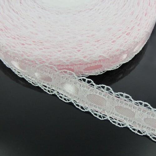 1 Roll 20yards 1/2" White Lace Pink Satin RibbonS Craft Party Wedding Scrapbooking 12mm Ribbon Bow