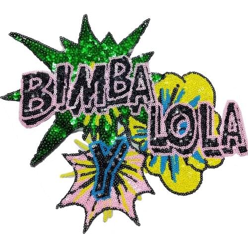 1Pc Letters Patch Sequin Bling Bling Patches Iron On Embroidered Applique Stickers For Clothes Jacket 24x27cm