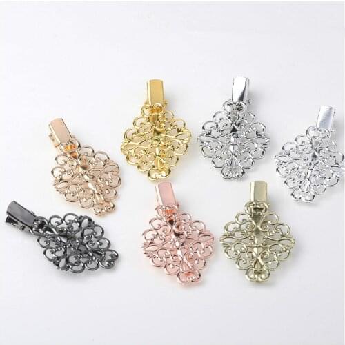 10 PCS 30*50mm Vintage Fashion Hairgrips Metal Alloy Hollow Out Flower Piece Hair Clip For Women