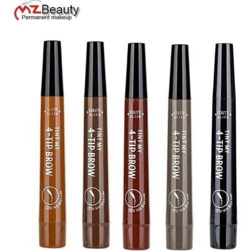 4 Points Eyebrow Pen 5 Colors Liquid Brow Pencil Dark Brown Microblading Eyebrow Pencils Waterproof Eyebrow Tattoo Pen Cosmetic