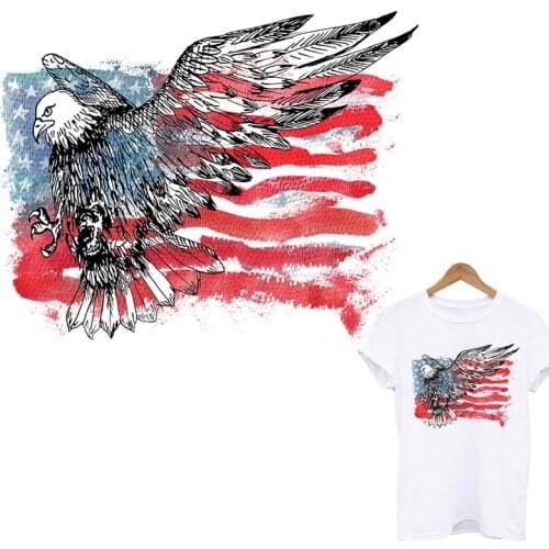 Eagle Applique Patch American Flag Patches Stickers Iron On Transfer For Clothing DIY Fashion Thermo-Stickers On T-shirt Stripe