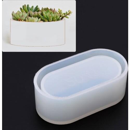 Long Ellipse Flowerpot Silicone Mould Storage Box DIY Handmade Making Crafts Crystal Epoxy Mold Dried Flower Resin Decorative