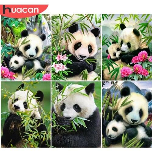 HUACAN 5D DIY Diamond Painting Panda Full Square Drill Diamond Embroidery Animal Handcraft Art Kits Home Decoration
