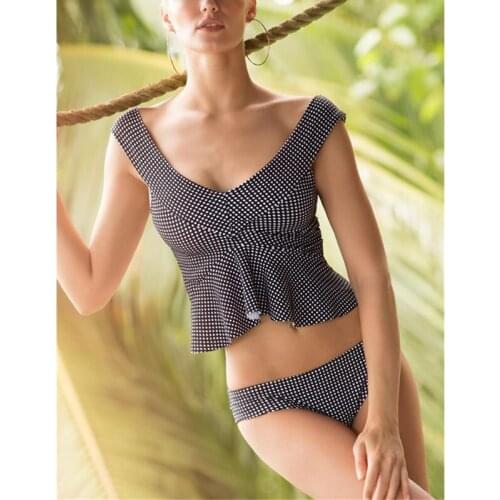 Kophia 2018 Swimwear Women Push Up Paded Swimsuit Sexy Ruffle Polka Dot Two Piece Female Bathing Suit Set M11835