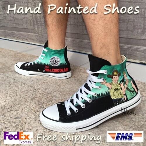 Wen Design Custom Hand Painted Sneakers Walking Dead Men Womens High Top Canvas Shoes for Christmas Gifts