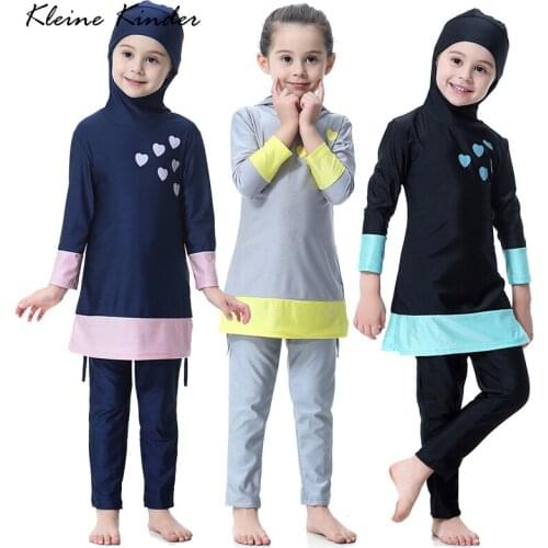 Girls Muslim Swimwears Baby Long Swimsuits Hijab Islamic Children Arab Islam Beach Wear Kids Bath Swim Suits Burkinis Surf Pants