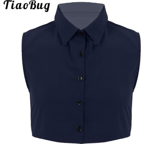 Summer Fashion Men Turn-down Collar Decorative Detachable Shirt Fake Collar Solid Color Casual Mini Half Shirts Male Crop Tops