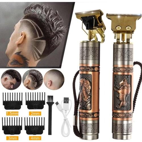 Metal Men Cordless Hair Clipper Barber Professional Eagle Tiger Dragon Electric Hair Cutting Machine Beard Shaving Hair Trimmer