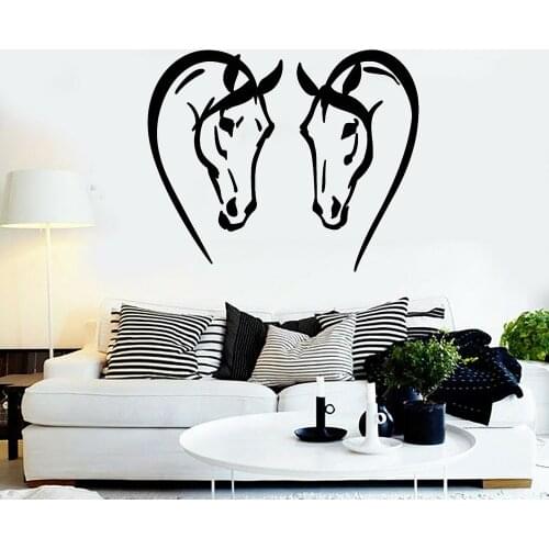 Cute Horse Head Vinyl Wall Decal Heads Horses Love Window Sticker Animal Farm Pet Home Bedroom Art Mural Living Room Bedroom M89