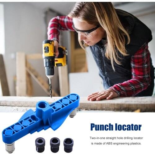 Drill Guide Hole Puncher DIY Woodworking Vertical Pocket Hole Dowelling Jig Kit Circle Hole Saw Adjustable Drill Bit