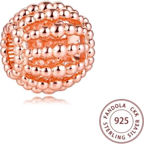 Genuine 925 Sterling Silver Rose Beaded Openwork Charms Beads Fits Original Bracelet Women DIY Jewelry Gift Kralen