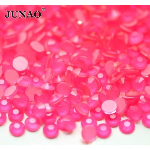 JUNAO Wholesale SS6 8 10 12 16 20 Neon Rose Crystal Glass Rhinestones Flatback Glue on Stone Non Hotfix Nail Art Decorations
